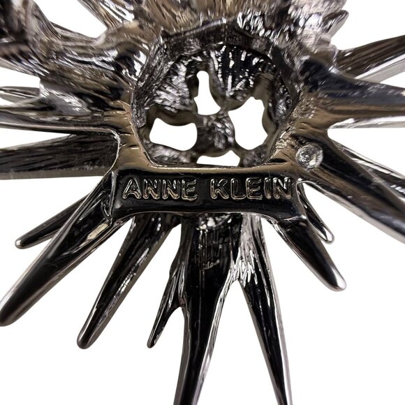 Anne Klein Womens Silver-Tone Starburst Rhinestone Brooch Pin Sparkling Design - Picture 3 of 5